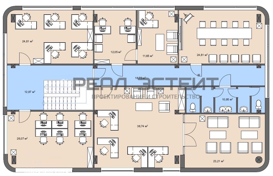 Проект бизнес центра 12х20 м, площадь 592 кв.м, цена