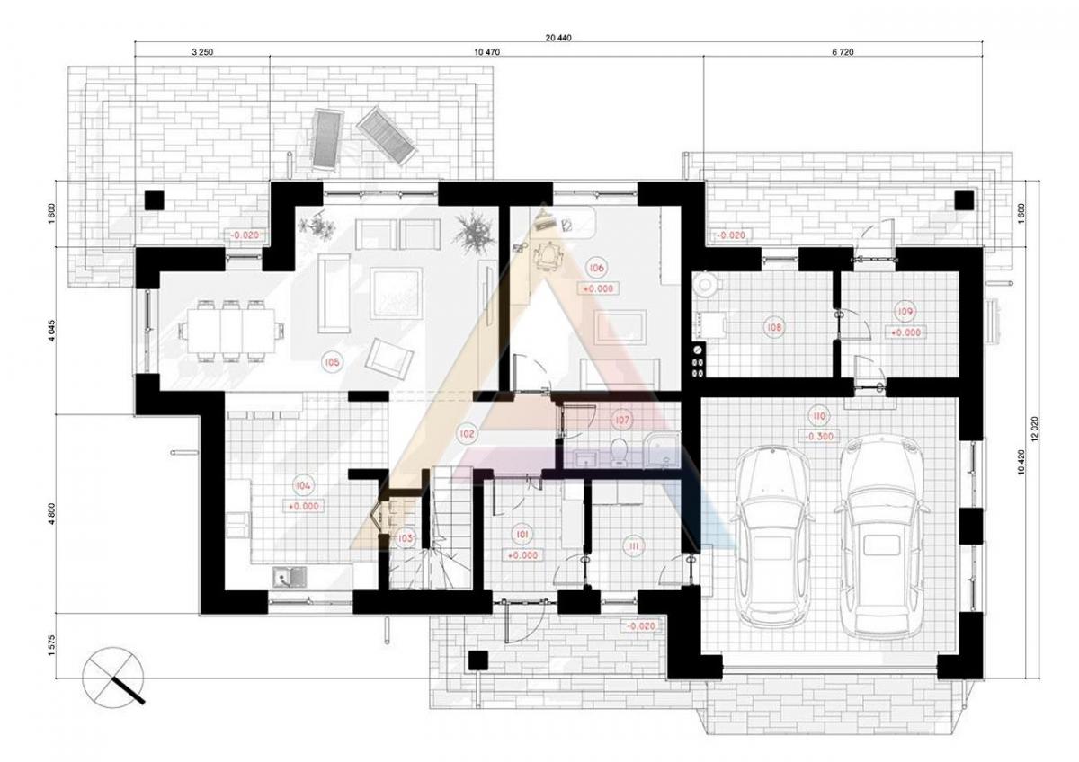 Проект дома «Кристоф» 2 этажа 12x20 м, площадь 223 кв.м