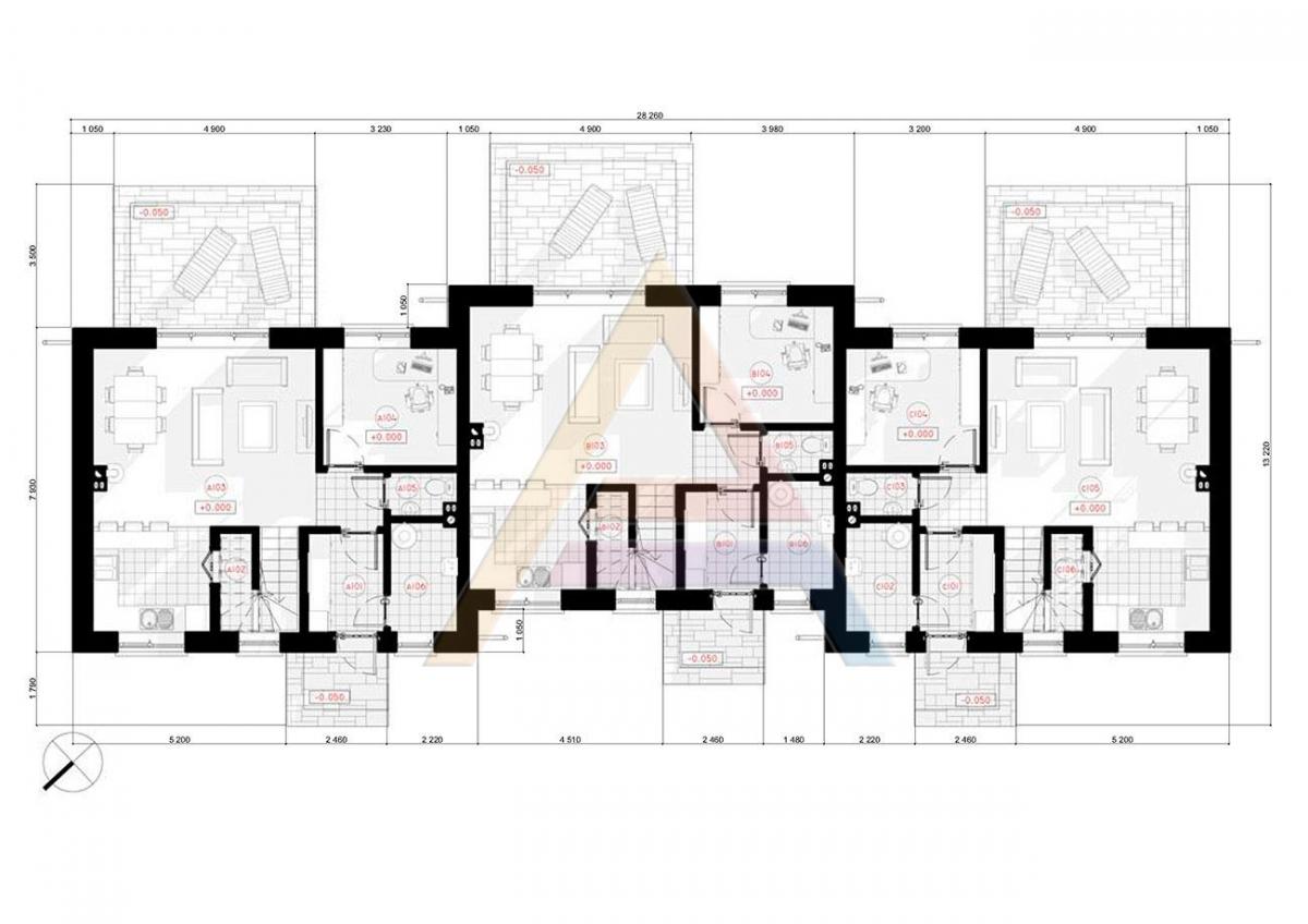 Проект таунхауса «Сильвия» 2 этажа 13x28 м, площадь 304 кв.м